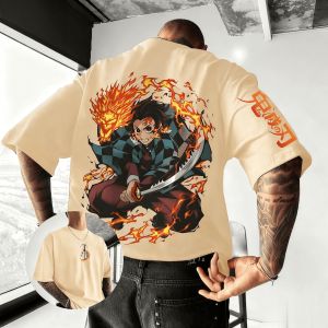 เสื้อยืดลายอนิเมะดาบพิฆาตอสูร ทรงโอเวอร์ไซส์ สำหรับฤดูร้อน ใส่ได้ทั้งชายและหญิง แขนสั้น ผ้าฝ้าย สไตล์สตรีทแวร์ลำลอง แฟชั่น Y2k