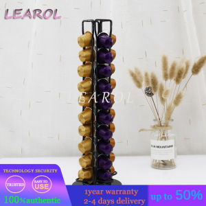 Nespresso Coffee Pods Holder Rotating Rack Black Coffee Capsule Stand Storage Shelve Organization Holds 40 Capsules Elegant and Modern 360-degree Rotation Carousel for Nespresso Vertuoline