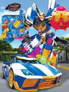 JUMPGO | De-X-Cards Fighter 4 Ultra Shining Electric King Transforming Robot Toy for Boys