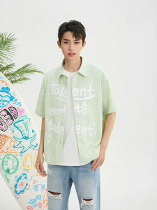 SANFU | Plaid Lettered Casual Loose Collar Shirt