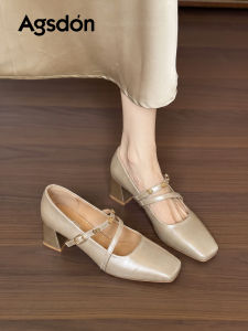 Agsdon | Elegant New Mary Jane High Heels Square Toe Coarse Heel Shoes