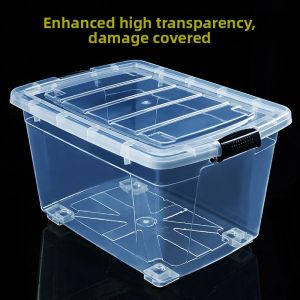 Extra Large Transparent Thickened Plastic Storage Box Moving Organizer Box for Clothes Toys Classroom Book Storage Household