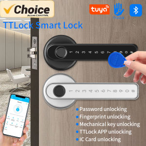 TTLock Smart Biometric Fingerprint Door Lock Tuya App Control Bluetooth Keyless Entry & Password Electronic Handle Home Security