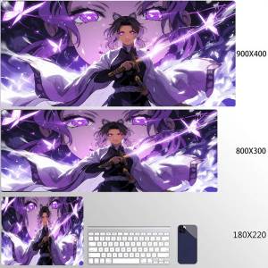 Bandai | Mouse Pad XXL PC Purple Flower D-demon Slayer Desk Mat New Kochou Shinobu Mousepad Laptop Anime Girl Gamer Cabinet Keyboard Rug