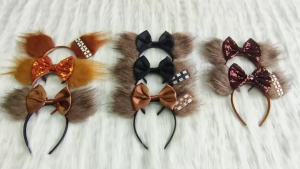 Sang Trọng Sang Trọng Tai Chuột Đầu Nhung Nơ Băng Đô Quấn Tóc Cho Bé Gái Đỏ Nhân Vật Cosplay Phụ Kiện 5 Inch Thời Trang Băng Đô Quấn Tóc