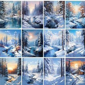 GATYZTORY Acrylic Painting By Numbers Snow House Coloring On Numbers For Adults Diy Gift Picture Paint Home Decors Paint Kit Sno