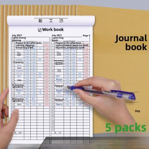 Construction Site Timesheet Book Temporary Workers Daily Check-in Record Multi-functional Morning Afternoon Overtime Tracking Sheet