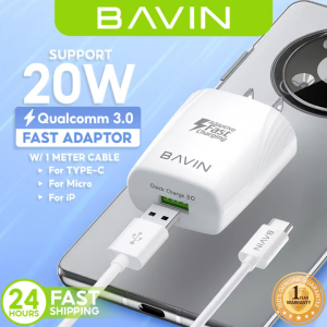 BAVIN PC586 QC3.0 Fast Charging Max QC USB Universal Wall Charger w/ Data Transmission for Micro / Type-C / iPh