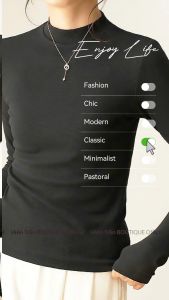 Áo giữ nhiệt nữ Hiền Trần BOUTIQUE cổ cao dài tay chất vải thun kiểu dáng ôm nhẹ phong cách thanh lịch-A6