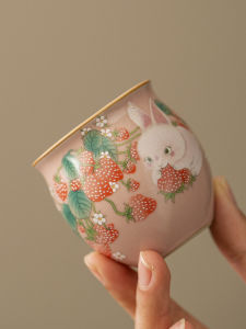 Hồng Ru Sứ Trà Thỏ Dâu Tây Thiết Kế Bộ Trà Gongfu Gốm Sứ Cá Nhân Nữ Nhỏ Trà Chủ Khách Cốc