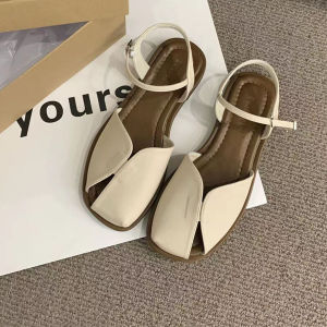 IELGY รองเท้าแตะ Baotou สำหรับฉบับภาษาเกาหลีเข้าได้กับทุกชุดของโมริสไตล์นางฟ้าย้อนยุครองเท้าโรมันพื้นนุ่ม