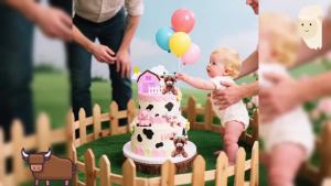 LaVenty Pink Farm Animal Cake Decoration Sheep Cake Topper Farm Animal Birthday Decoration Cow Cake Decoration Pig Cake Topper