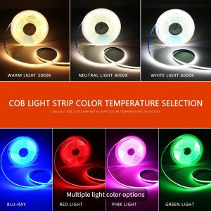COB Strip Lights 320LED 24V Flexible PCB 8mm Width Neon Tape Kitchen Cabinet Room Decoration LED