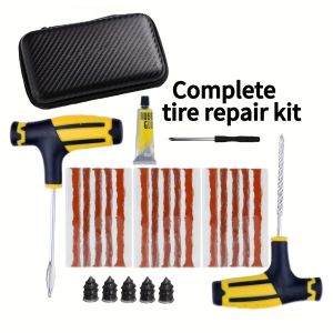 Bộ Dụng Cụ Sửa Chữa Đa Năng Cho Mọi Loại Xe Với 5 Ốc Vít Tự Khoan & Keo Cao Su Bộ Vá Lốp Xe Đạp/xe Máy Di Động Tiện Dụng Cho Việc Sửa Chữa Lốp Xe Bên Đường
