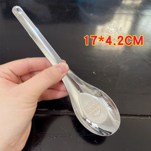 Stainless Steel Soup Drinking Spoon For Home Flats Small Spoon Iron Spoon Commercial Student Canteen Rice Spoon Suit Long Handle Spoon