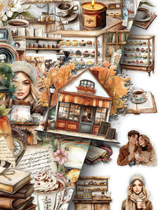 Retro Coffee Themed Stickers 100 Pieces Decorative Creative High-End Feeling Mobile Phone Computer Notebook Adhesive Toys