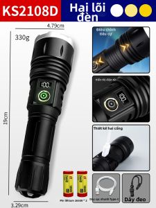Đèn Pin Sạc Đa Năng Zoom Siêu Sáng Vàng và Trắng LED