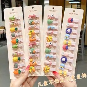 Set 10 kẹp tóc mini dễ thương cho bé cặp tóc mái hàn quốc hình hoa trái cây công chúa BK018