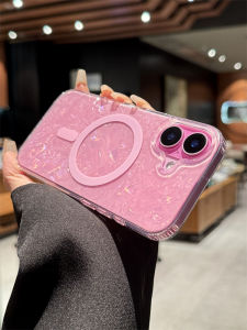 Apple 16 pro Max Shell Transparent Womens Full Cover Shell Pattern Anti-Fall High-End Feeling Magnetic Absorption Popular Internet Celebrity Case