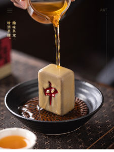 Creative Ceramic Mahjong Cover Tea Pet Ornament Kung Fu Tea Set Accessories Tea Pot Lid Bowl Handmade Ceramic Tea Tools