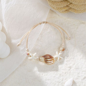 Bohemian Ceramic Starfish Conch Shell Beaded Bracelets for Women Handmade Braided Adjustable Bracelet Beach Party Jewelry