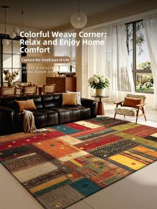OULAISEN | Retro Style Rug Easy-to-Clean Stain-Resistant Water-Repellent