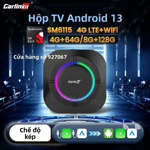 Hộp Giải Mã CarlinkitKit TV Box S2 Android 13 CarPlay AI Box SM6115 8 Nhân Hỗ Trợ CarPlay Không Dây Android Auto 4G LTE WiFi GPS Phát Video Trực Tuyến