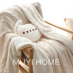 Thickened Warm White Chenille Fleece Blanket Sofa Coverlet Double Bed Blanket Casual Blanket Bedroom Living Room Throw Blanket