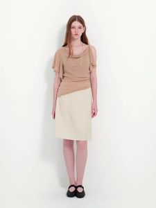 CHACHASTU | Áo Thun Dây Kéo Không Đối Xứng Hai Lớp Có Dây Bạc