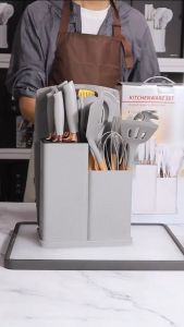 HOME UPGRADE DEPOT 19PCS Kitchenwares Utensils Cooking Knife Sets Silicone Kitchen Utensil Set Stainless Steel Kitchen Knife Set