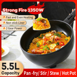 5.5L Large Capacity Electric Frying Pan 1350W Electric Cooker Multifunction Cooker Non-stick Electric Cooking Pot 30cm Electric Fryer