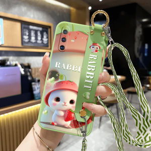 Cute Cartoon Rabbit Silicone Wrist Strap Phone Case for VIVOX30 X27 X23 X21 Womens Crossbody Shoulder Strap Protective Cover