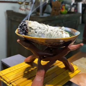WHL 鲍鱼壳 鼠尾草秘鲁圣木配件 Abalone Shell Sage Burner Natural California Abolone Shell Smudge with Sage Hme Decoration