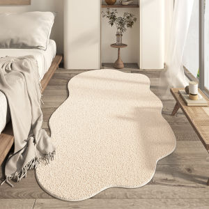 Japanese Wabi-Sabi Style Long Narrow Irregular Shaped Bedroom Carpet Minimalist Luxury Sensation Cloudlike Bedside Rug Modern Hybrid Material