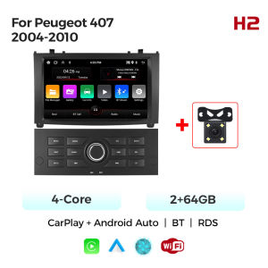 8 Inch IPS Screen 4Core 2GB+64GB Radio Wireless CarPlay Android Auto WIFI BT RDS Car Multimedia Player For Peugeot 407 2004-2010