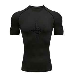 Men Sports T-shirt Training Fitness Compression High Elasticity Tops Quick Dry Short Sleeve Fitness Sweatshirt Elastic Tight Fit