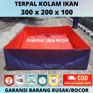 terpal kolam a5 ukuran 300x200x100/kolam lele/kolam nila/dll 3x2x1 kolam kotak siap pakai