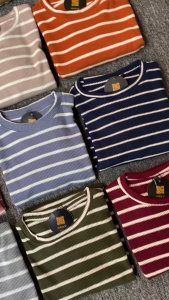 Baju Wanita Motif Salur Lengan Panjang Premium