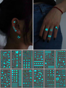 NICAIXIONG | Waterproof Glow-in-the-Dark Tattoo Stickers Blue-Green