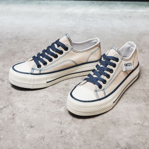 รองเท้าผ้าใบหุ้มข้อหนาสำหรับผู้หญิง ทรงหัวมน ยางกันลื่น ฤดูร้อน 2022 รองเท้าผ้าใบผู้หญิง รองเท้าผ้าใบแบบลำลอง ทรงหัวมน