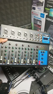 BOMGE F7/F4MP3 7 Channel Audio Mixer 17VAC*2 Computer Recording KTV Live Broadcast System With Bluetooth 48V Phantom Power Mixer Interface Playback USB DJ Sound Mixing Console MP3 Jack for Computer Studio Recording