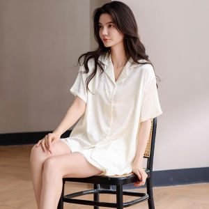 Miiow | Cat Woman Summer Ice Silk Sleepwear Short Sleeve Set 2025 New Style Ice Snow Silk Cool Feeling Can Wear Outdoor Plus Size Home Clothes