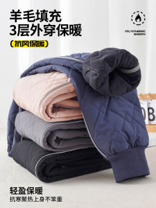 Kids Fleece Padded Pants Autumn and Winter Clothing Outwear Wool Girls Cotton Trousers Thickened and Extra Thick Three-Layer Quilted Boys Warm Pants