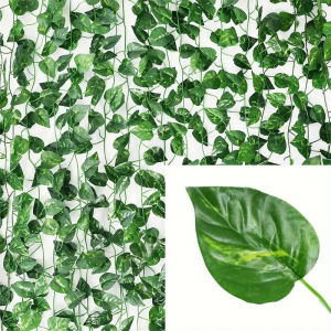4/8/12M Artificial Plant Green Ivy Leaf Garland Fake Plant Creeper Hanging Vine Outdoor DIY Garden Wall Wedding Party Home Decor