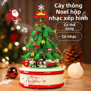 YIXINGMING | Bộ Ghép Hình Cây Thông Noel Có Nhạc Quay