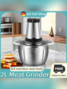 SET SAIL SHOP meat grinder electric garlic crusher mini food chopper and baby food processing machine mixer onion chopper kitchen utensils 2L capacity stainless steel blade multifunctional dual speed adjustment multifunctional meat grinder auxiliary food