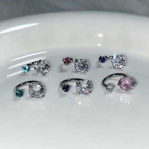 Titanium Alloy F136 Medical Grade Horseshoe Ear Studs Flashy New 2024 Hypoallergenic Ear Bone Spiral Ear Rings Fashion Jewelry