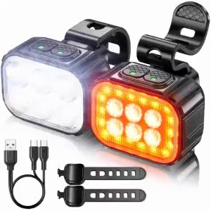 Bike Light Rechargeable Front Rear Lights Waterproof Q6 MTB Headlight LED Wide Angle Bicycle Taillight Cycling Tail Lamp