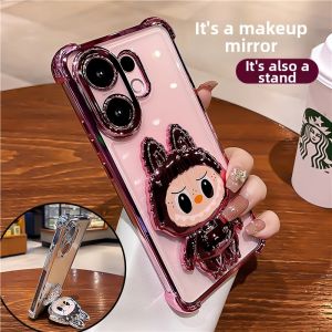 FENGNABAO | Transparent & Shockproof Phone Case With Cartoon Mirror Stand