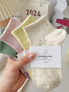 Summer Cotton Blend Short Socks Womens Low Cut Mid-Calf Colorful Sports Student Thin Thread Pure Cotton Breathable Socks